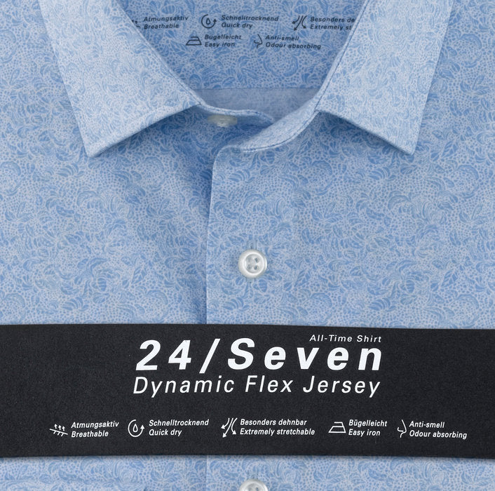 Chemise - Bleu - Motif - Modern fit - 24/Seven - Business