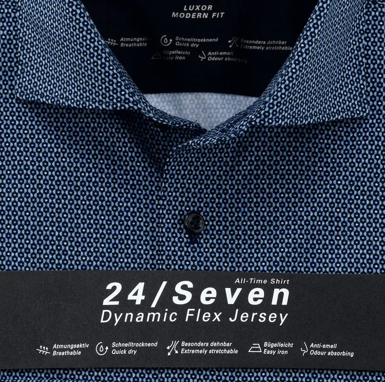 Chemise - Bleu Marine  - Motif - Modern fit - 24/Seven - Business