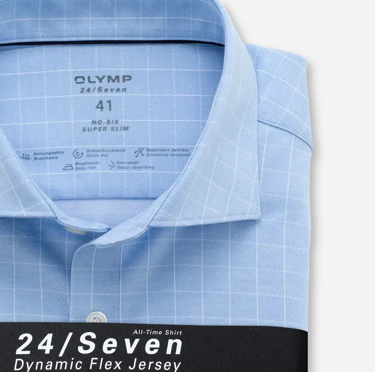 Chemise à carreaux fins - Bleu - Super slim - 24/Seven - Business