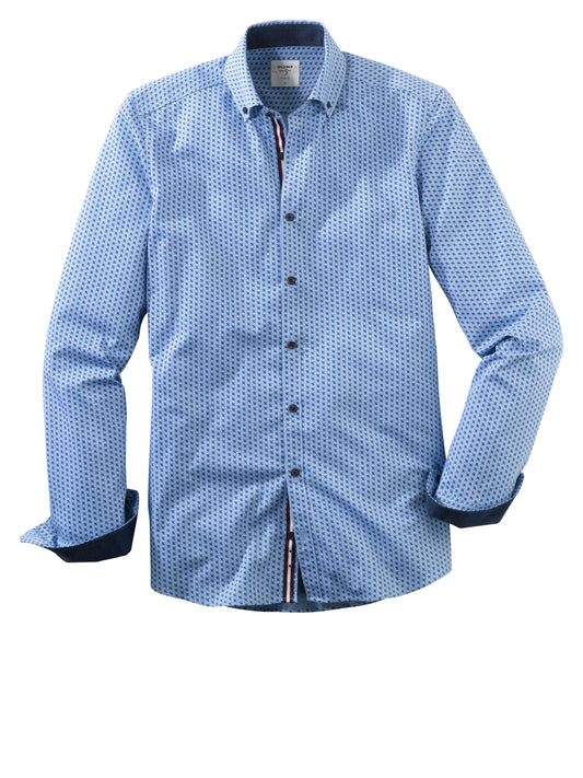 Chemise - Bleu - Motif - Level Five - Casual