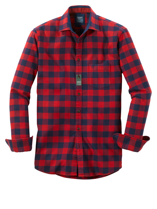 Chemise - Carreaux - Rouge - Modern fit - Casual