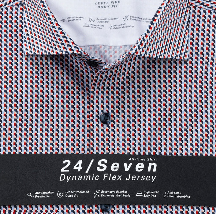 Chemise à motifs- Rouge et bleu - Body fit - 24/Seven - Business