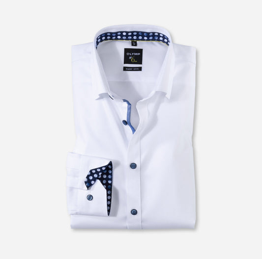 Chemise blanche, Superslim avec détails cols et poignets bleu 1