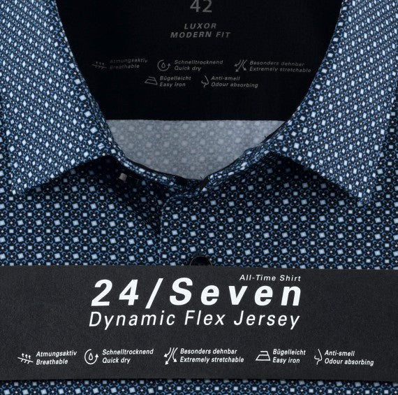 Chemise bleue et blanche modern fit 24/Seven dynamic flex jersey motifs 3